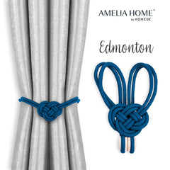 Set accesorii de prindere cu magnet pentru draperii si perdele, stil glamour, Edmonton, 60 cm, Albastru, 2 buc