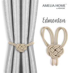 Set accesorii de prindere cu magnet pentru draperii si perdele, stil glamour, Edmonton, 60 cm, Bej, 2 buc