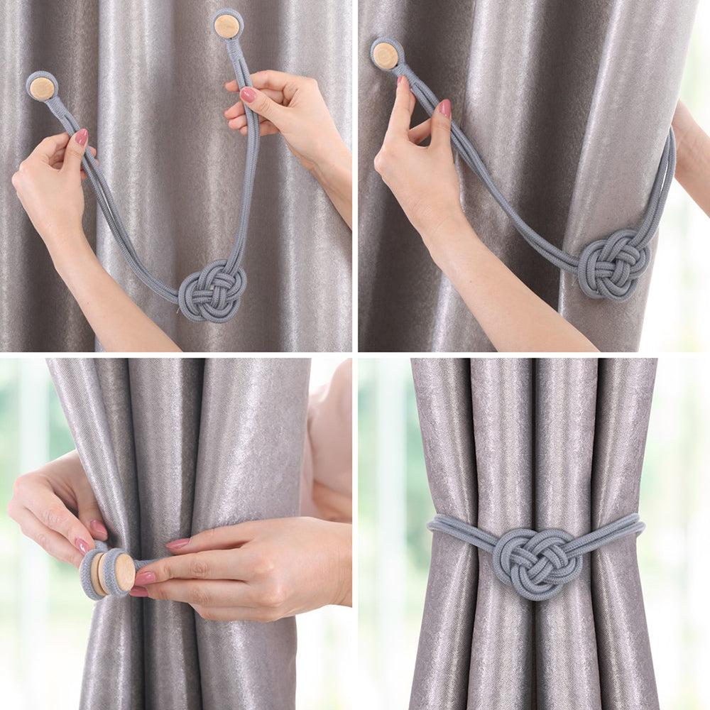 Set accesorii de prindere cu magnet pentru draperii si perdele, stil glamour, Edmonton, 60 cm, Roz pudra, 2 buc