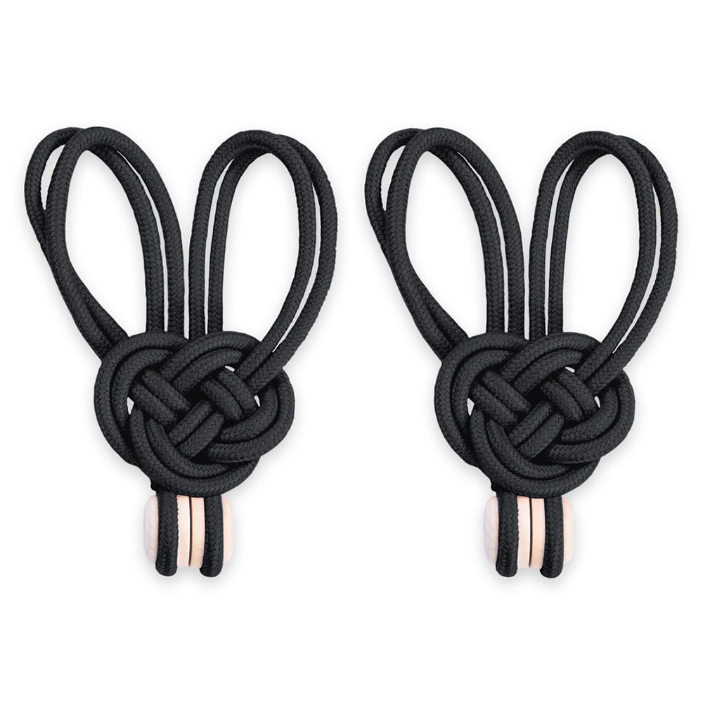 Set accesorii de prindere cu magnet pentru draperii si perdele, stil glamour, Edmonton, 60 cm, Negru, 2 buc