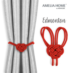 Set accesorii de prindere cu magnet pentru draperii si perdele, stil glamour, Edmonton, 60 cm, Rosu, 2 buc