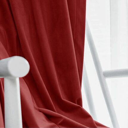 Draperie din catifea blackout cu rejansa transparenta cu ate pentru galerie, Madison, densitate 700 g/ml, Dark Scarlet, 1 buc