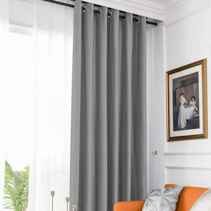 Set draperie din catifea blackout cu inele, Madison, densitate 700 g/ml, Spanish Gray, 2 buc