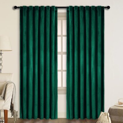 Set draperii din catifea cu rejansa transparenta cu ate pentru galerie, Madison, densitate 700 g/ml, Sacramento Green, 2 buc