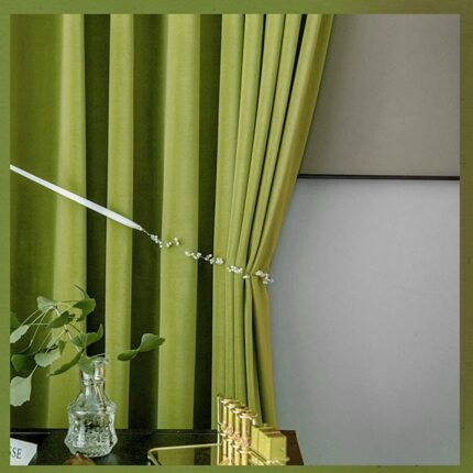 Set draperii din catifea cu rejansa transparenta cu ate pentru galerie, Madison, densitate 700 g/ml, Moss green, 2 buc