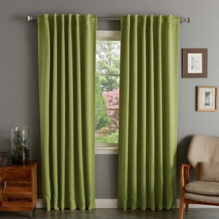 Draperie din catifea cu rejansa transparenta cu ate pentru galerie, Madison, densitate 700 g/ml, Moss green, 1 buc