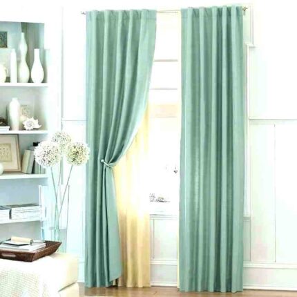 Draperie din catifea cu rejansa transparenta cu ate pentru galerie, Madison, densitate 700 g/ml, Sage Green, 1 buc