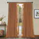Set draperii din catifea cu rejansa din bumbac tip fagure, Madison, densitate 700 g/ml, Portocaliu, 2 buc