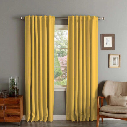 Draperie din catifea cu rejansa transparenta cu ate pentru galerie, Madison, densitate 700 g/ml, Lemon, 1 buc