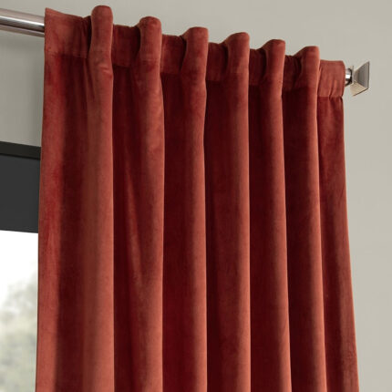 Set draperii din catifea cu rejansa transparenta cu ate pentru galerie, Madison, densitate 700 g/ml, Spice orange, 2 buc