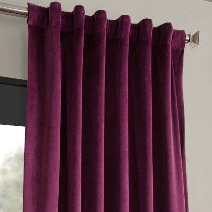 Set draperii din catifea cu rejansa transparenta cu ate pentru galerie, Madison, densitate 700 g/ml, Mulberry, 2 buc