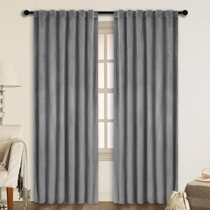 Draperie din catifea cu rejansa transparenta cu ate pentru galerie, Madison, densitate 700 g/ml, Coin gray, 1 buc