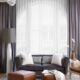Set perdea tip tesatura in cu rejansa din bumbac tip fagure, Bogota, Madison, 2 buc