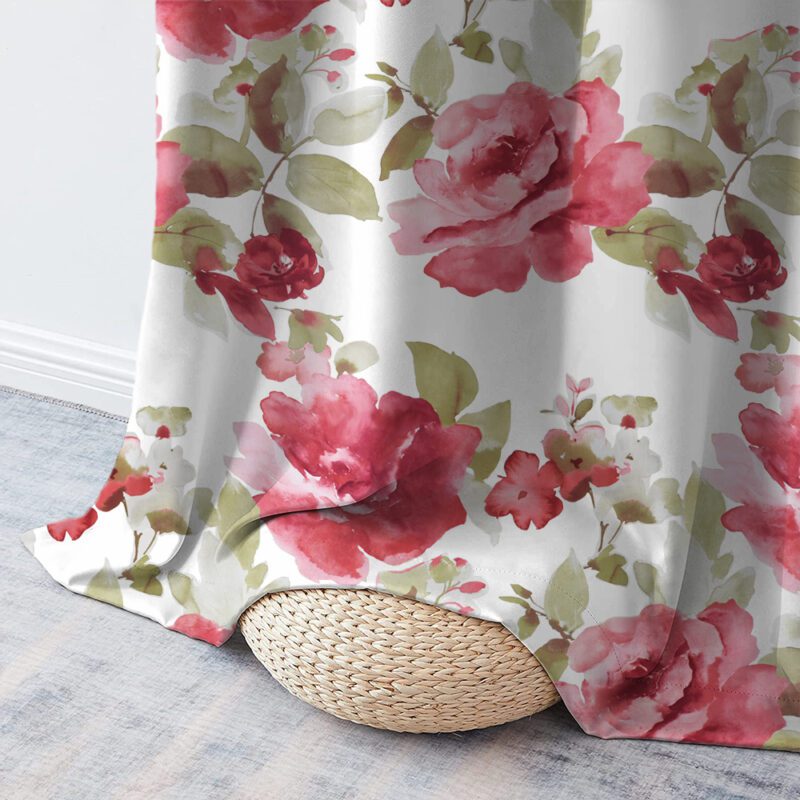 Set draperii blackout model floral cu rejansa transparenta cu ate pentru galerie, Madison, densitate 700 g/ml, Rosa Damascena, 2 buc