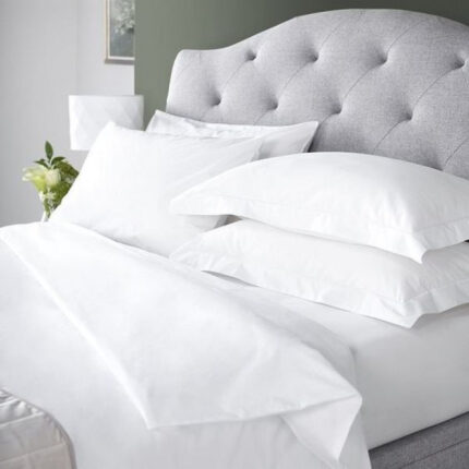 Cearsaf de pat din percale alb, densitate 125 g/mp, bumbac 100%, Alb