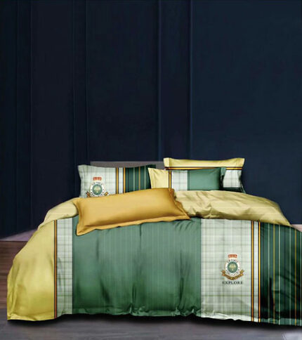 Lenjerie de pat cu husa elastic Ainhoa din bumbac mercerizat, multicolor
