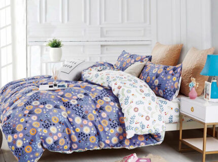 Lenjerie de pat cu husa elastic Chiara din bumbac mercerizat, multicolor