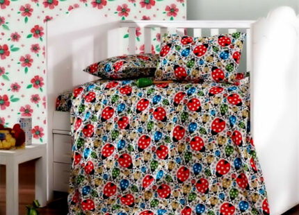 Lenjerie de pat cu husa elastic Home din bumbac ranforce, gramaj tesatura 120 g/mp, multicolor