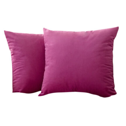 Set 2 huse pernute decorative din catifea cu fermoar, Madison, densitate 700 g/ml, Magenta