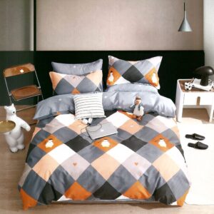 Lenjerie de pat cu husa elastic Tihomir din bumbac ranforce, gramaj tesatura 120 g/mp, multicolor