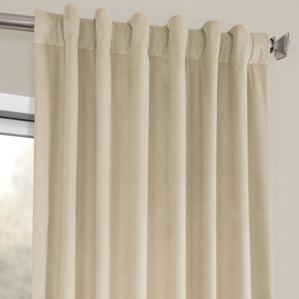 Set draperii din catifea cu rejansa transparenta cu ate pentru galerie, Madison, 200×235 cm, densitate 700 g/ml, Linen Cream, 2 buc