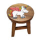 Scaunel din lemn pentru copii, sculptat si pictat manual, Unicorn, 25.5 x 25.5 x 26.5 cm, 2.4kg