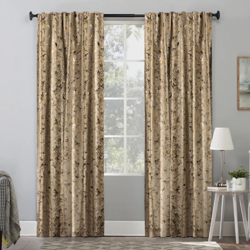 Set draperii din catifea texturata cu rejansa transparenta cu ate pentru galerie, Madison, densitate 700 g/ml, Brinda, 2 buc