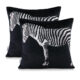 Set 2 huse pernute decorative din catifea model zebra, Nancy, densitate 215 g/m2, 45 x 45 cm, negru