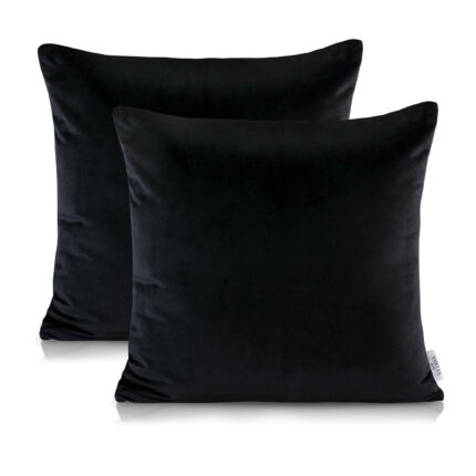 Set 2 huse pernute decorative din catifea model zebra, Nancy, densitate 215 g/m2, 45 x 45 cm, negru