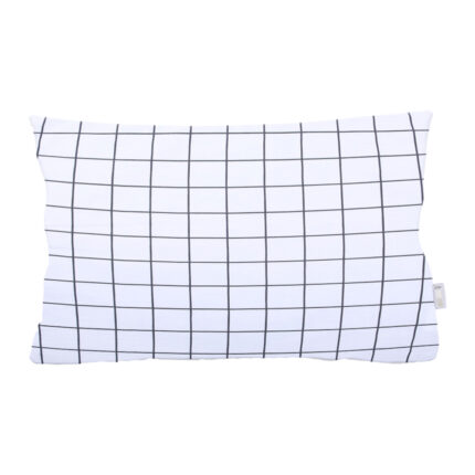 Set 2 huse perne decorative din bumbac model carouri, Ducato, 50 x 60 cm, alb