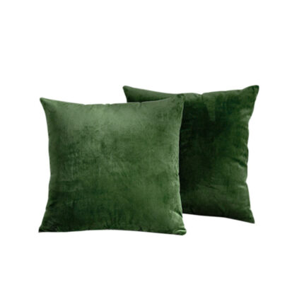 Set 2 huse pernute decorative din catifea cu fermoar, Madison, densitate 700 g/ml, Basil green