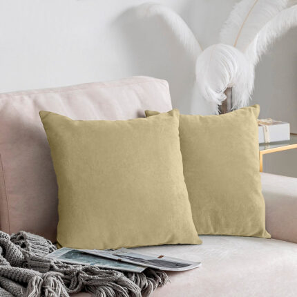 Set 2 huse pernute decorative din catifea cu fermoar, Madison, densitate 700 g/ml, Crem