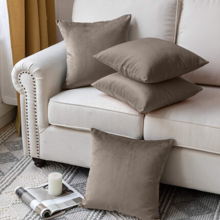 Set 2 huse pernute decorative din catifea cu fermoar, Madison, densitate 700 g/ml, Harbor gray