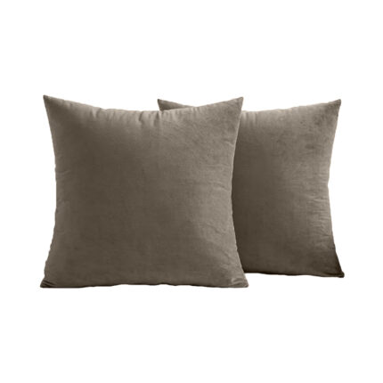 Set 2 huse pernute decorative din catifea cu fermoar, Madison, densitate 700 g/ml, Bej